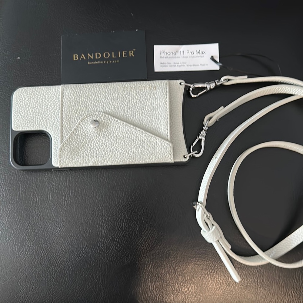 Bandolier iPhone 11 Pro Max cross body phone case/wallet.
